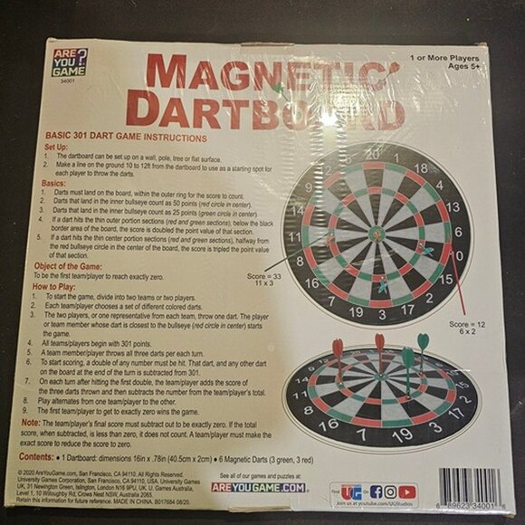 Are You Game Magnetic Dartboard Set with 6 Darts 16" Board Family Game For Kids - Picture 3 of 4
